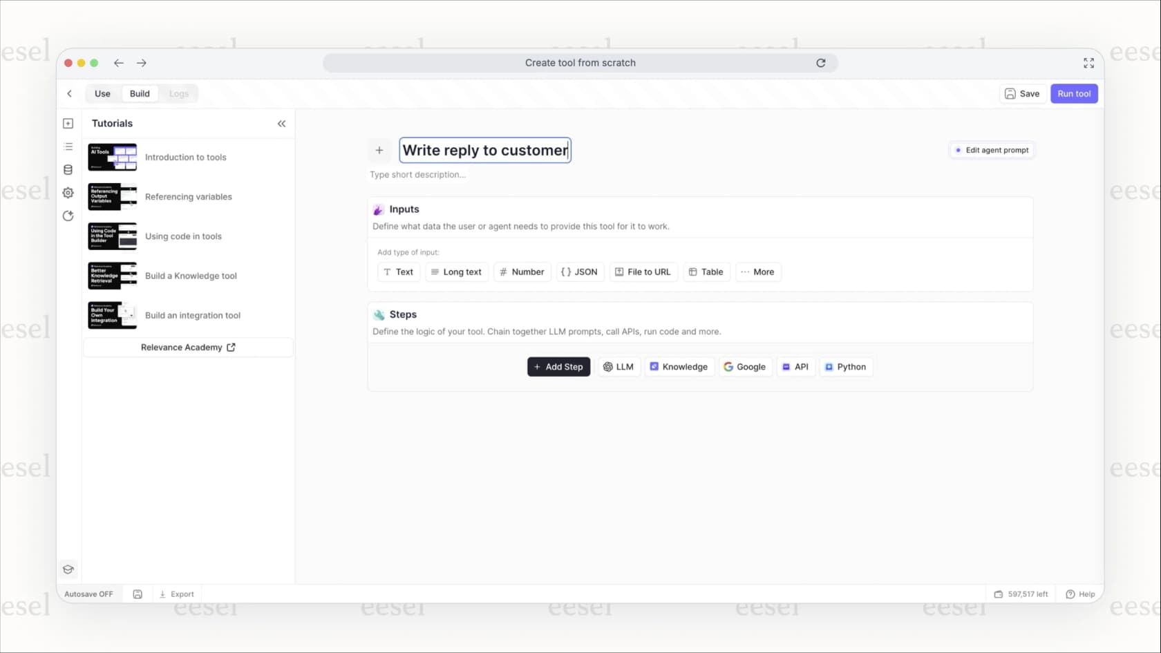 A screenshot of Relevance AI