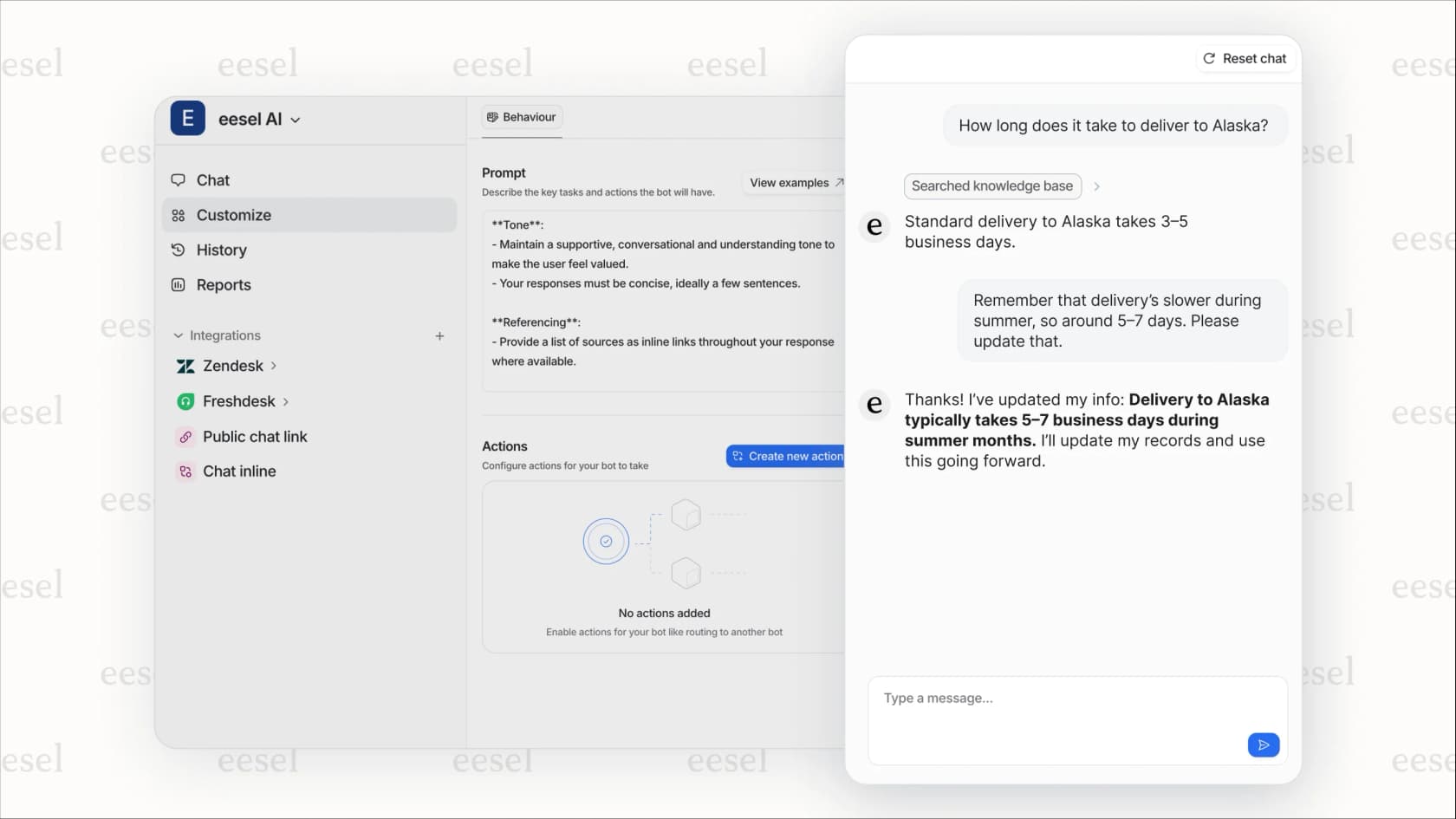 A simulation of an AI agent resolving past tickets, a proactive alternative to relying solely on the Gorgias CSAT report.
