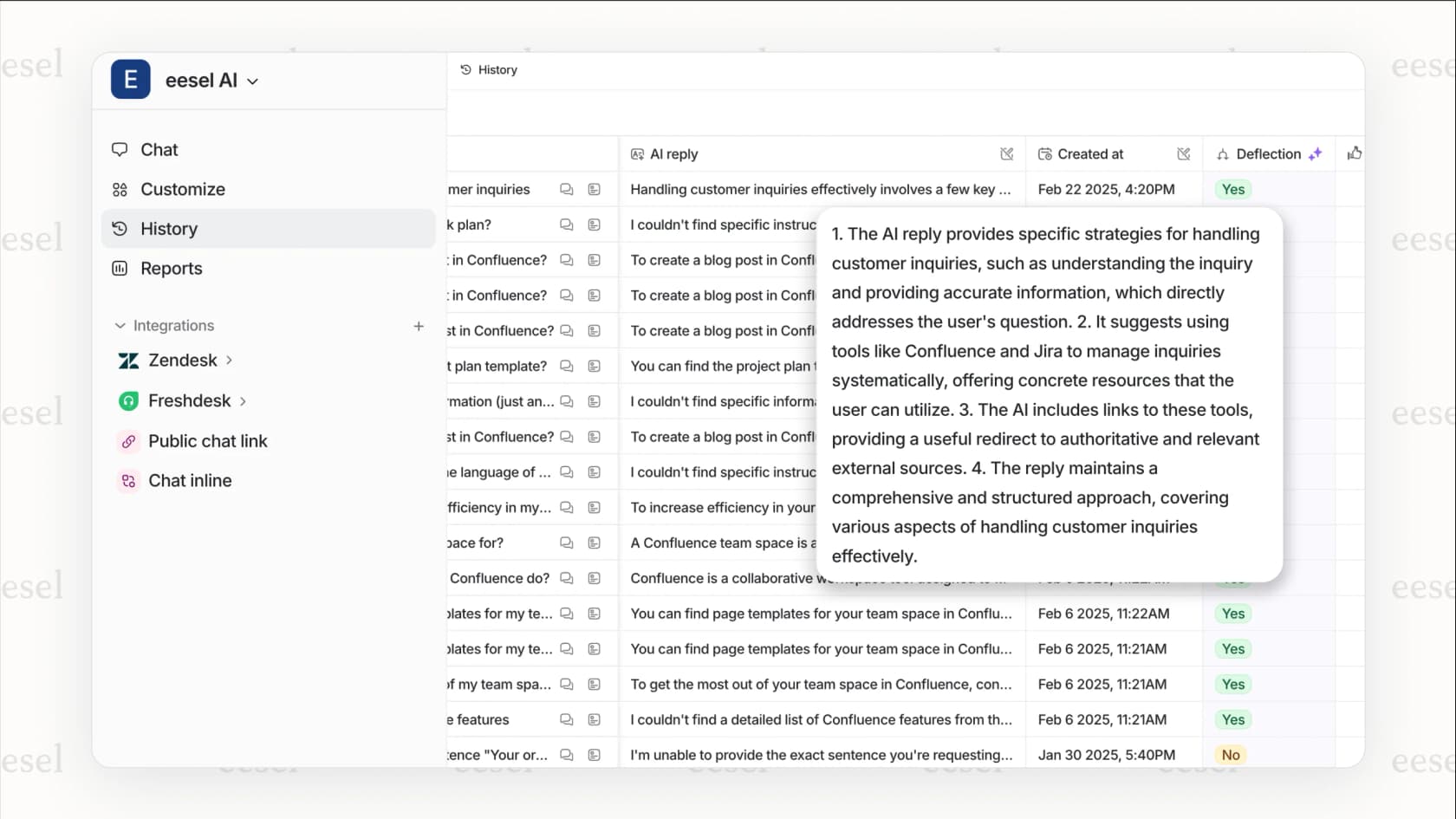 eesel AI permite que você revise prompts de teste antes de serem lançados.