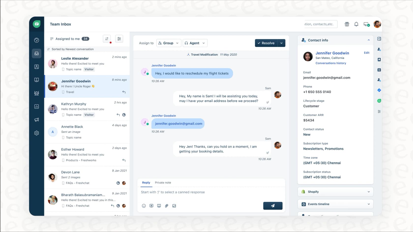 A caixa de entrada do Freshdesk, mostrando por que ele é considerado um dos principais concorrentes do Zendesk devido à sua interface amigável.