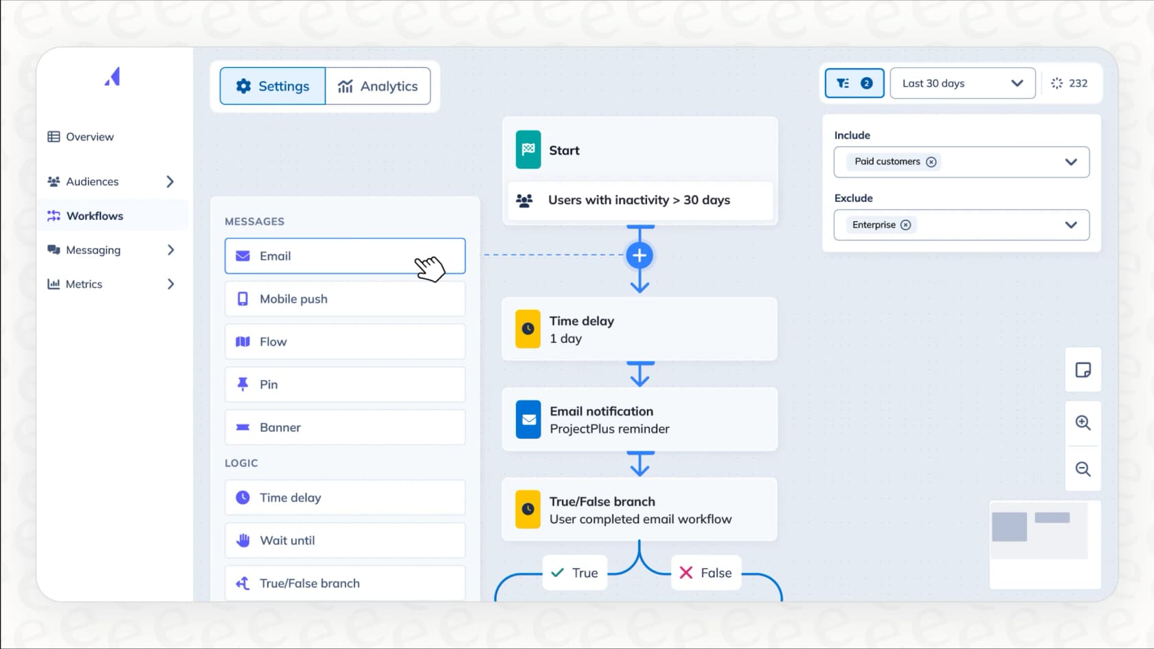 A screenshot of the Appcues SaaS onboarding software, highlighting its easy-to-use, no-code flow builder for creating interactive product tours.