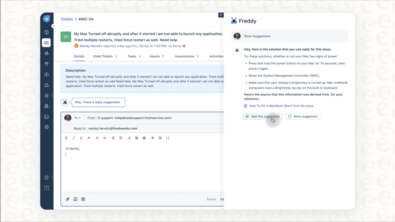 A screenshot showing Freshdesk