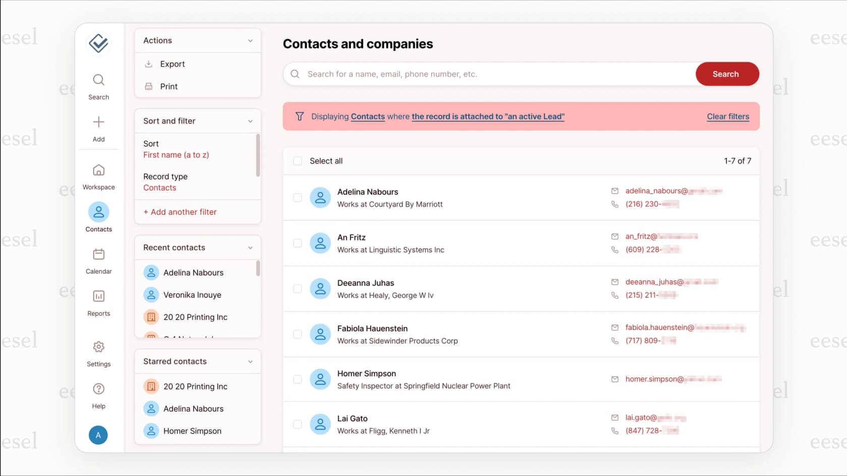 Uma captura de tela do Less Annoying CRM