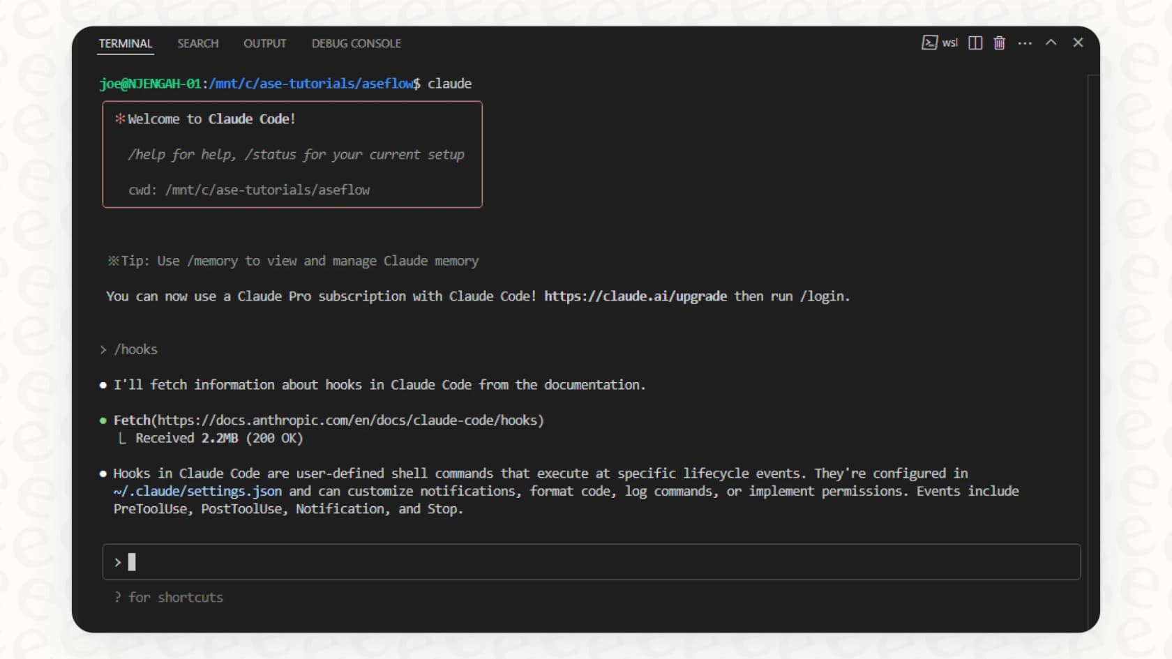 Un ejemplo del archivo de configuración utilizado para automatizar tareas con los hooks de Claude Code para flujos de trabajo avanzados.