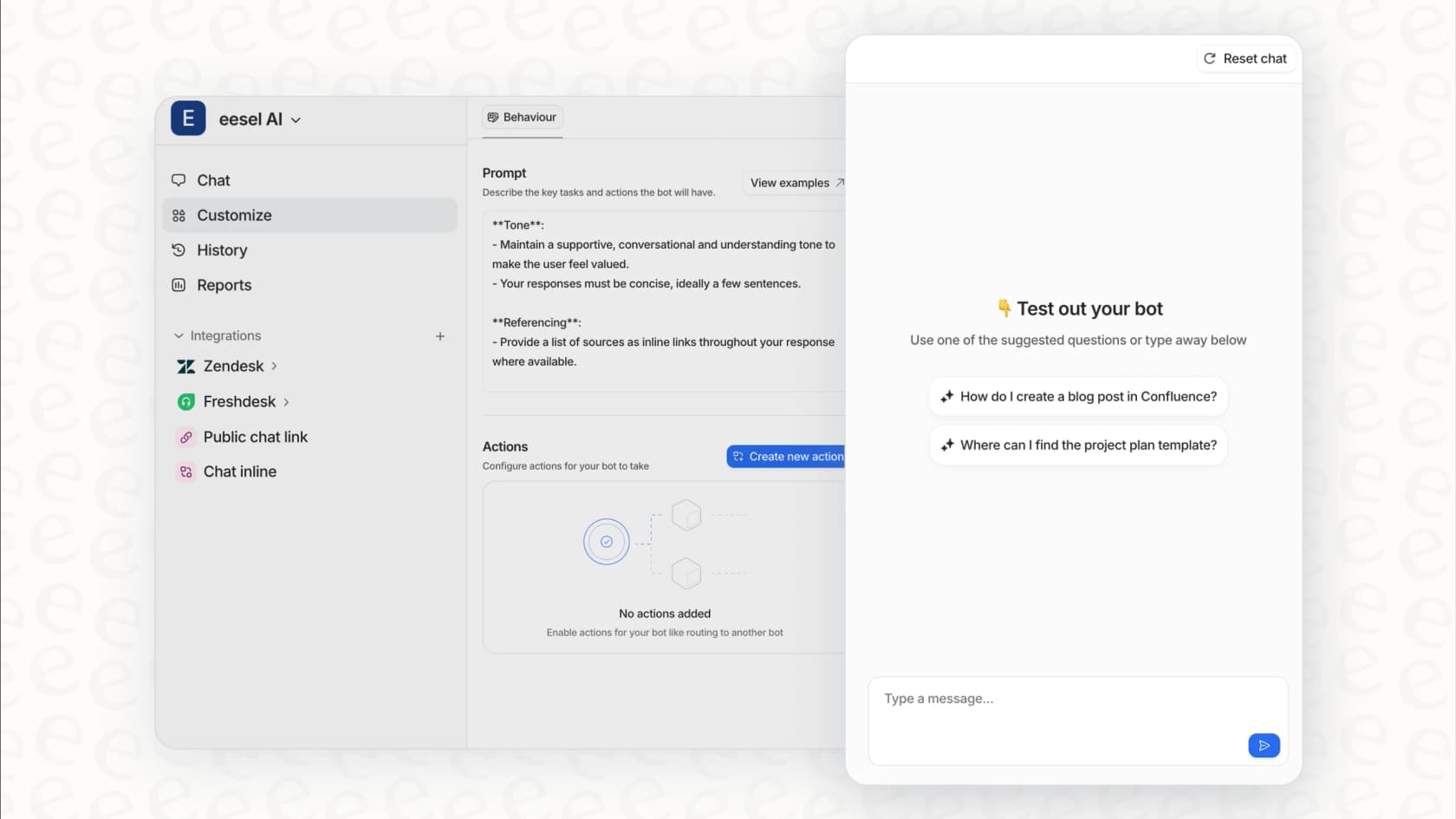 The eesel AI simulation mode, which forecasts automation rates and ROI before going live.