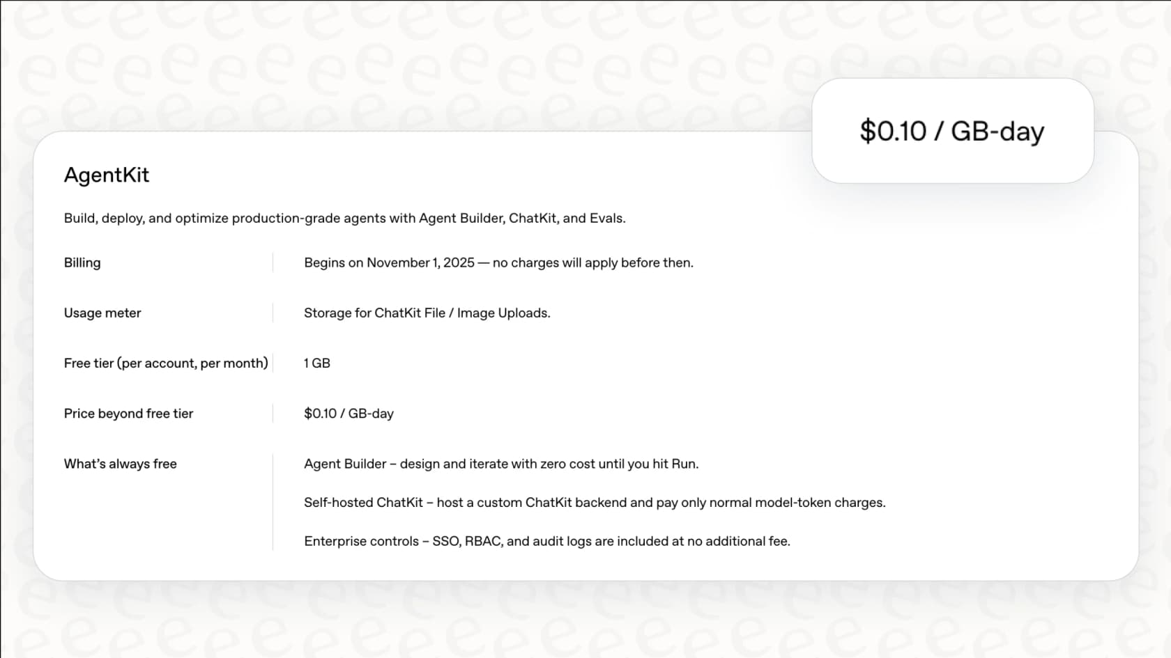 A screenshot of the OpenAI API pricing page, relevant to the discussion on total cost of ownership in the AgentKit vs Anthropic API comparison.