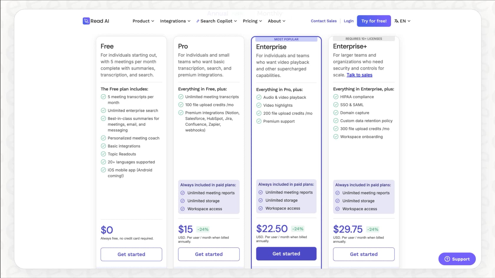 Screenshot of Read AI
