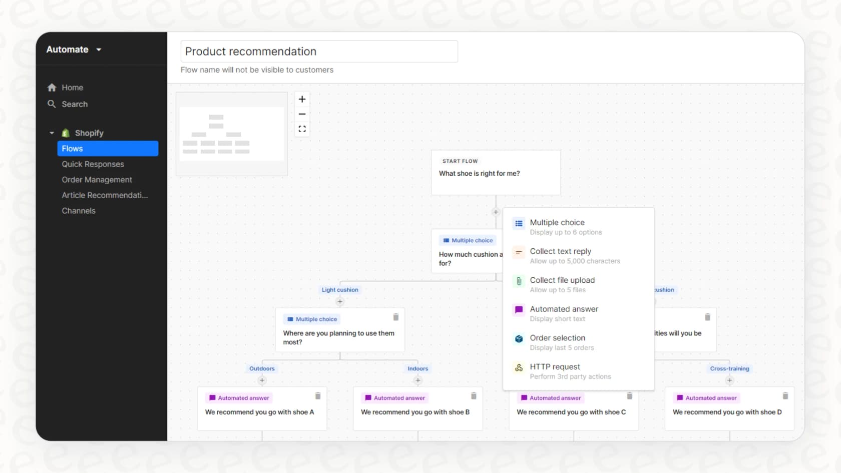 A look at the Gorgias Flows interface, a key component of the Gorgias chatbot to check delivery status and delay thresholds.