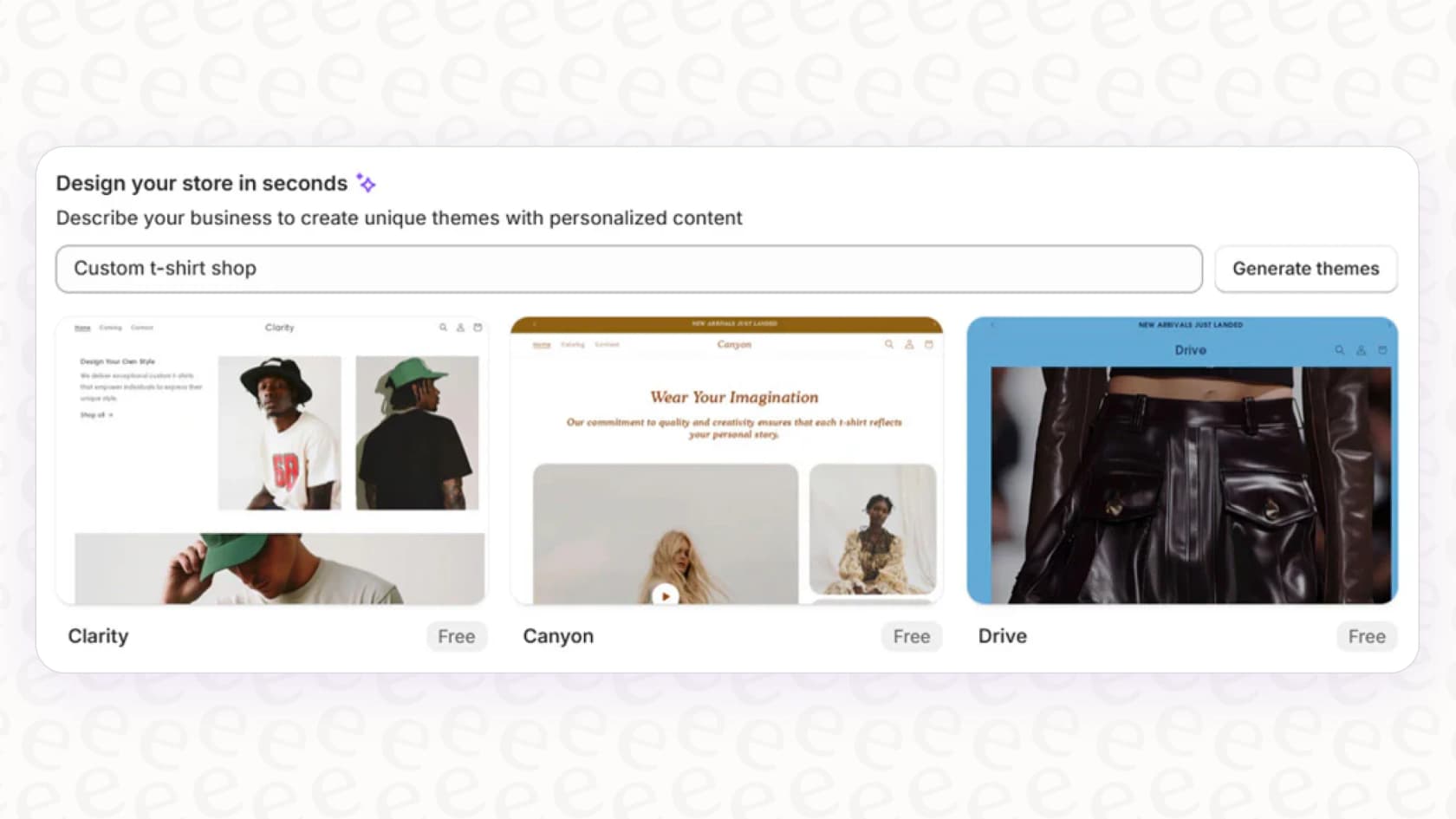 Generating a theme with Shopify Magic.