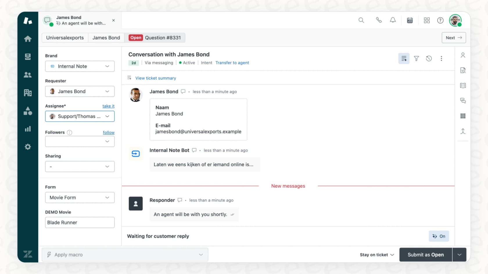 Screenshot of Zendesk AI agent escalations in the ticket view.