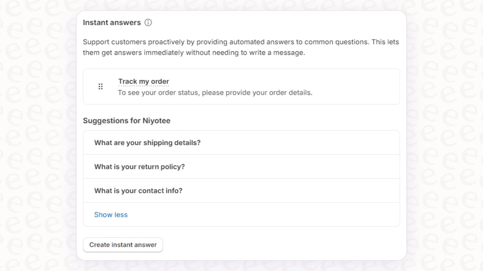 A view of the Shopify Magic Automatic Replies dashboard, highlighting the key features for customer support.