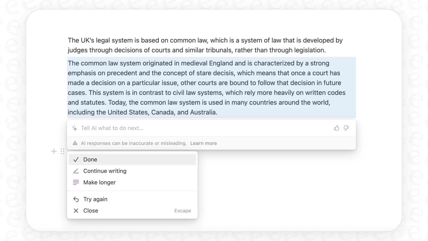 A user writing a custom prompt for the Notion AI Autofill feature to generate a meta description.