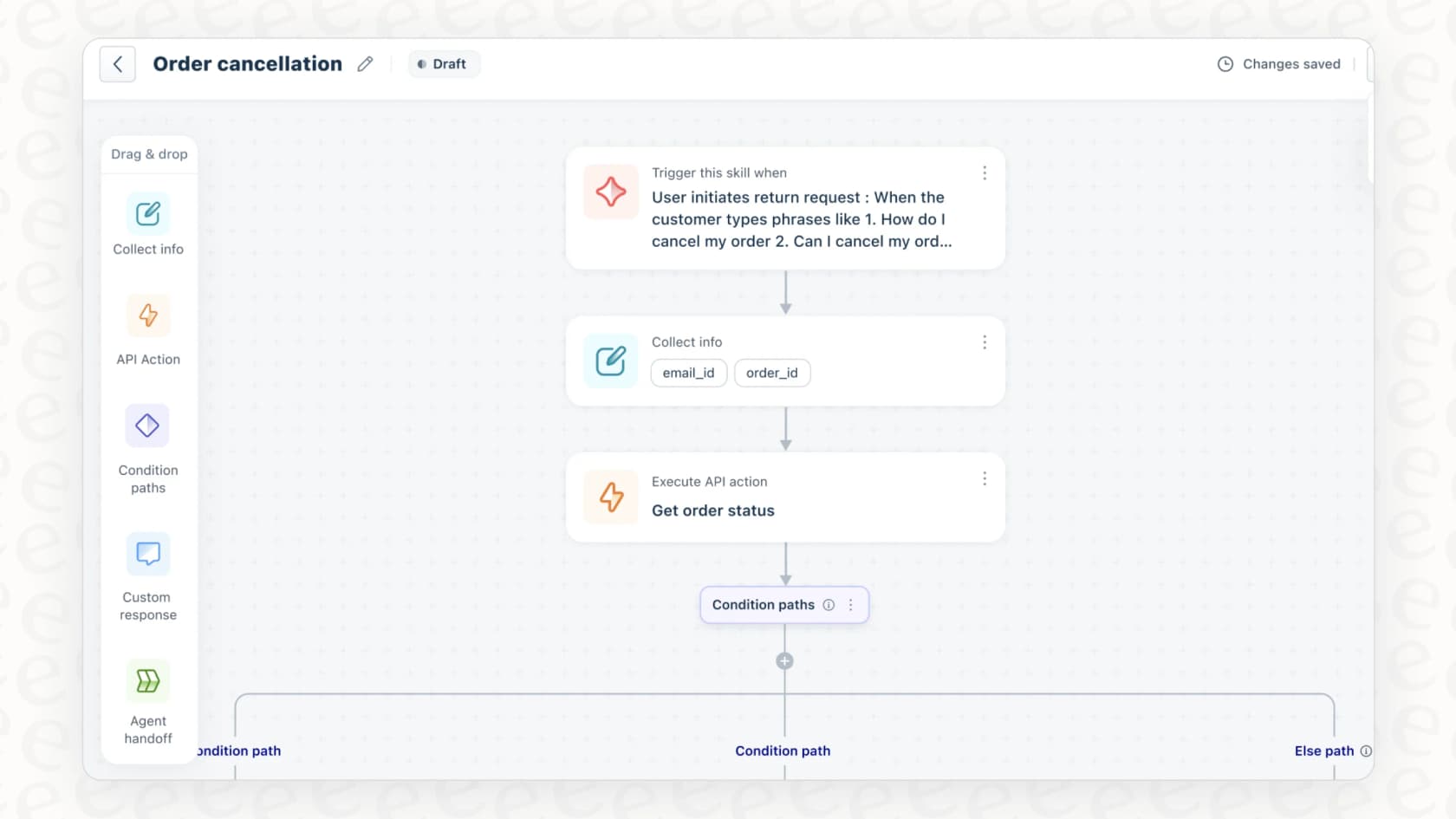 Screenshot of the collect info block in Freshdesk workflow.