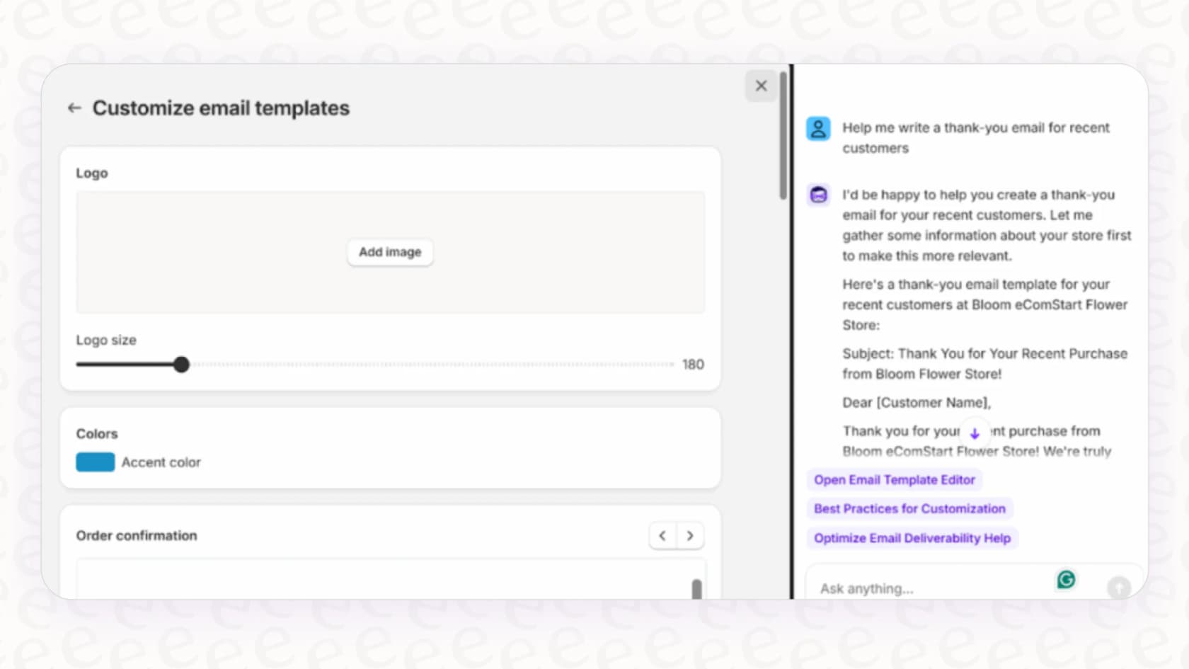 A screenshot of the Shopify Sidekick Task Automation interface, where merchants can input commands.