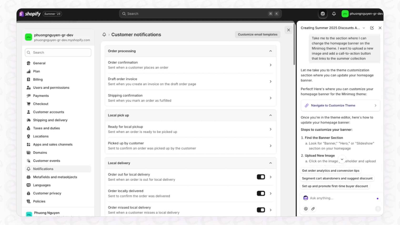 Screenshot of Shopify