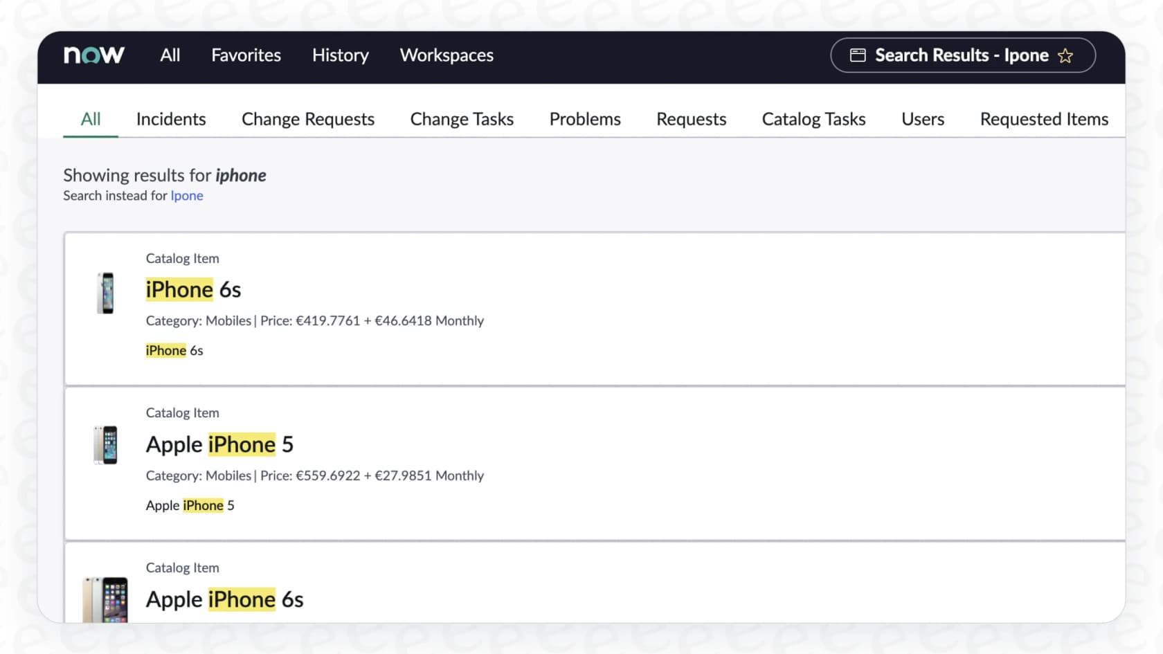 A user using ServiceNow AI Search Catalog Products