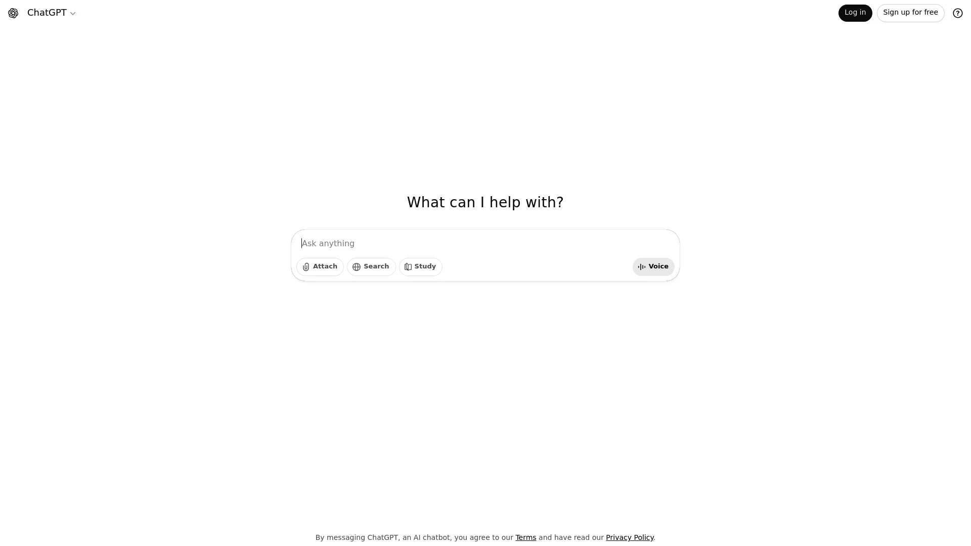 A screenshot of the ChatGPT homepage, a versatile Replika AI alternative.