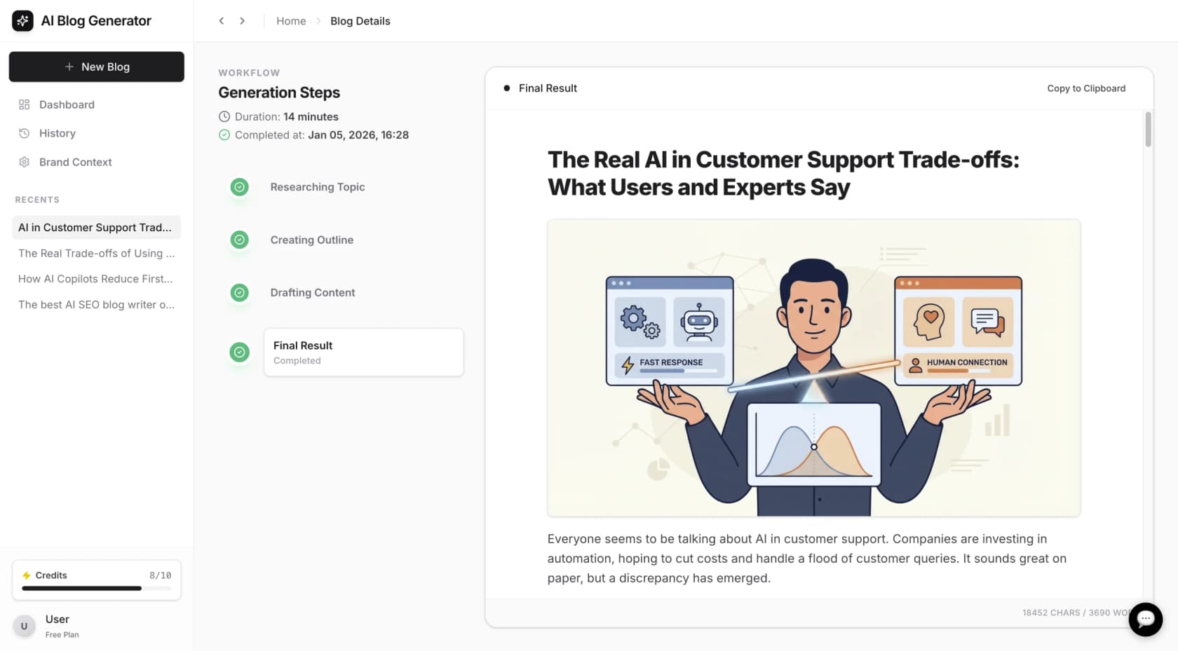 eesel AI blog writer tool interface showing content generation capabilities
