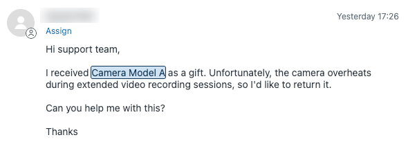 Mise en évidence de la détection d'entités dans les tickets Zendesk