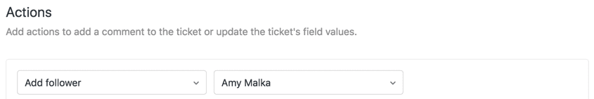 「フォロワーを追加」アクションを示すZendeskトリガー作成インターフェース