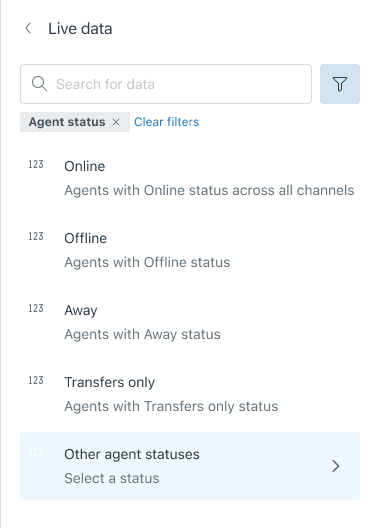 Live data dashboard with real-time ticket metrics and agent status filters