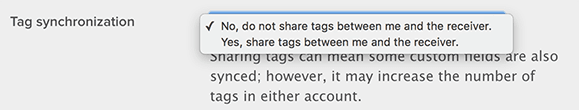 Tag synchronization settings for configuring what data syncs between Zendesk accounts