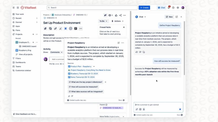 Atlassian Rovo Interface A complete overview of the Atlassian Rovo browser extension | eesel AI